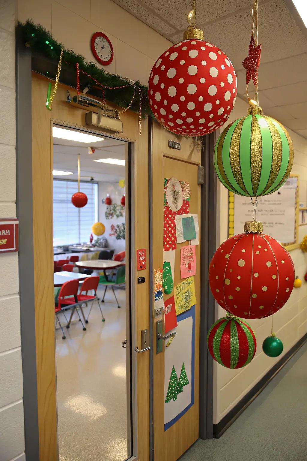 A festive array of holiday baubles.