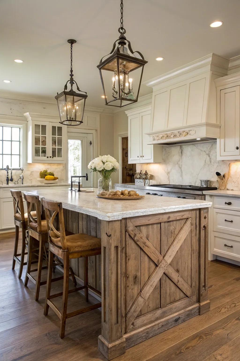 This vintage-inspired island gives any kitchen a sense of timeless elegance.