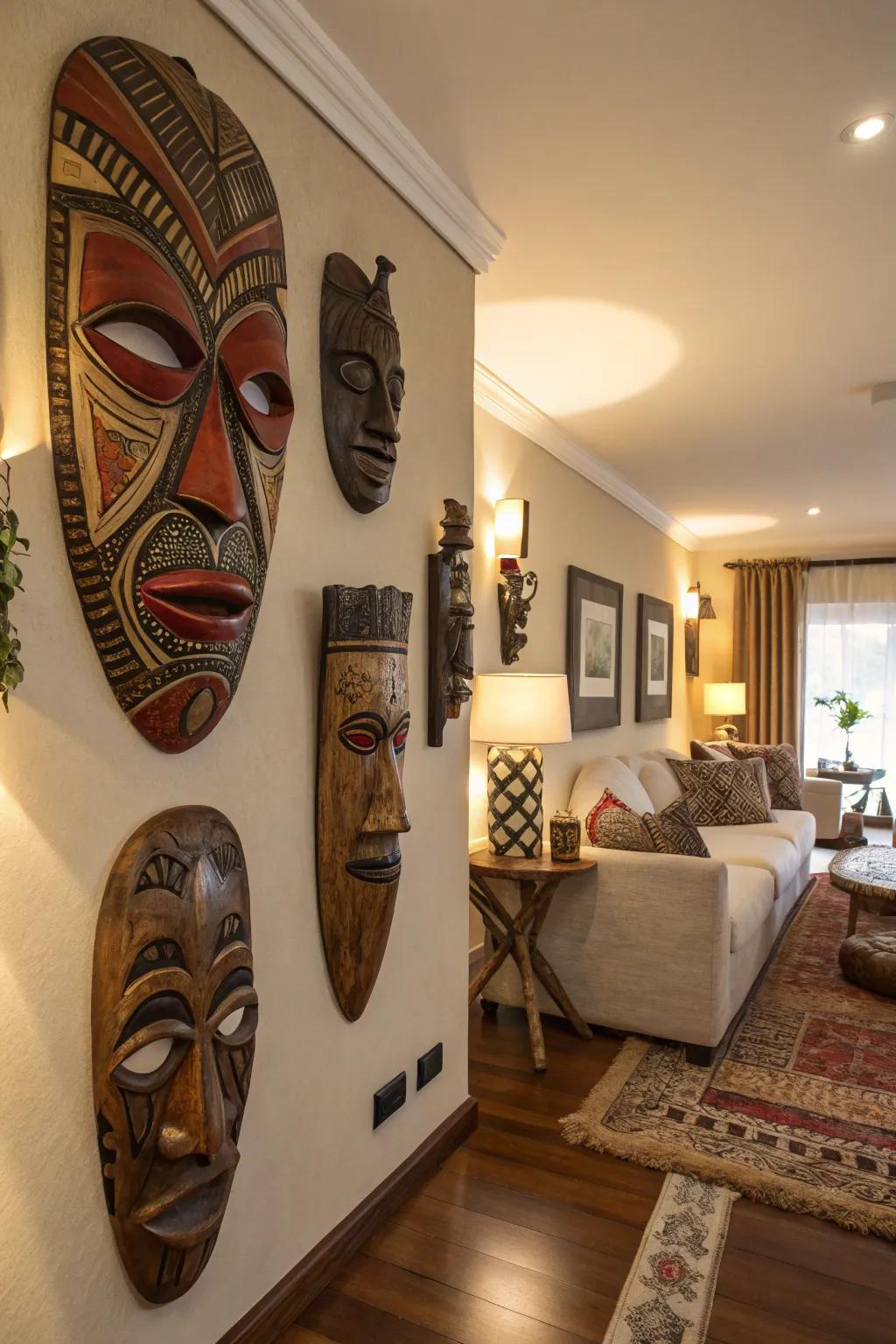 Infuse your aesthetic with the cultural richness of wooden disguises.