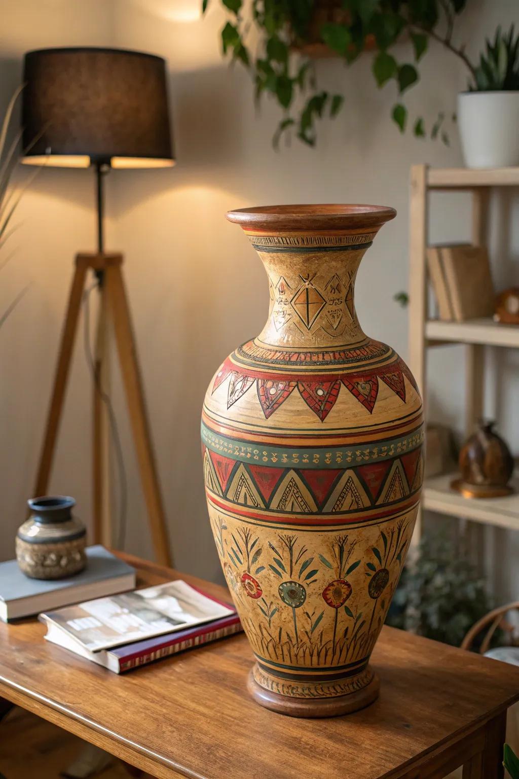 Showcase your creative flair with DIY painted wooden vases.