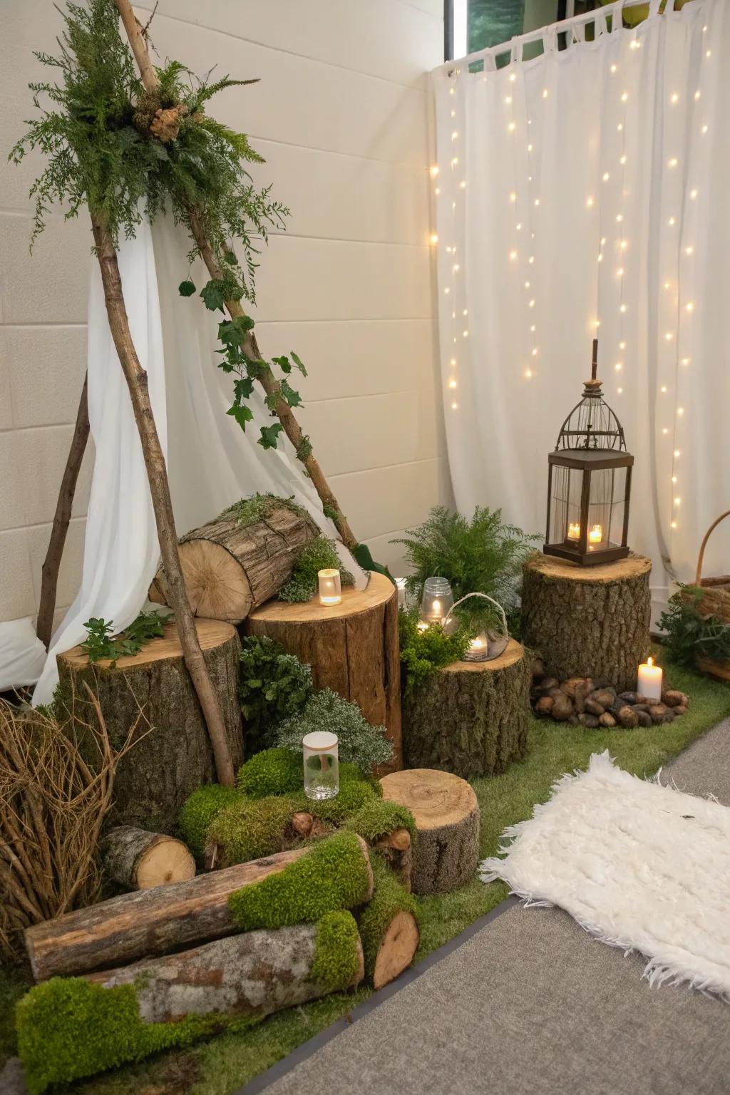 A nature-inspired color scheme enhances the woodland theme beautifully.