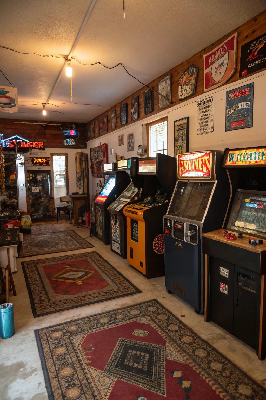 Step back in time with a garage arcade that celebrates classic gaming.