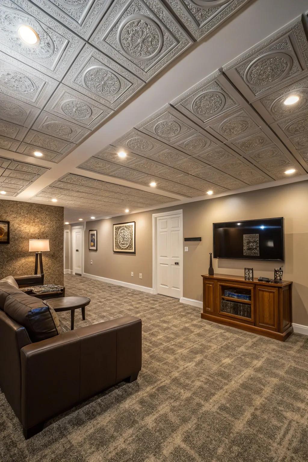 Textured panels can give your ceiling some character.