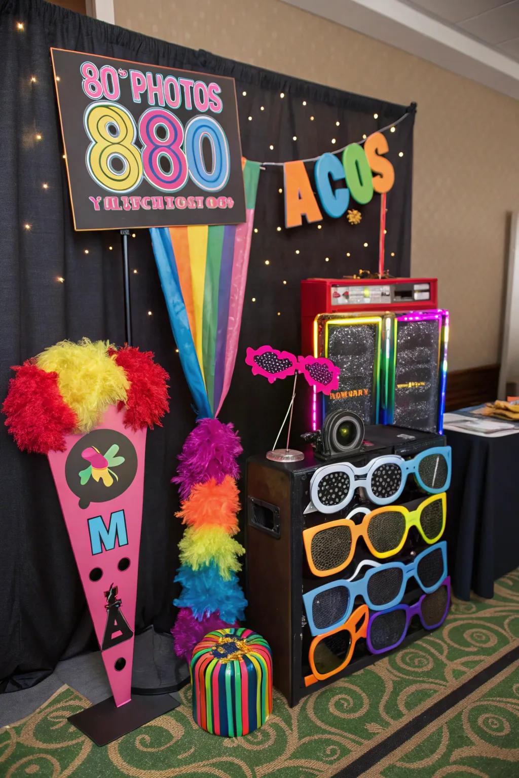 An 80s photo booth documents the enjoyment and memories of your event.