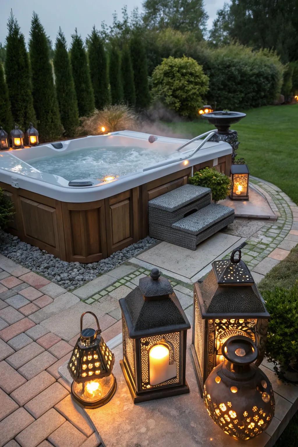 Decorative accents personalize your hydro-therapy tub space.