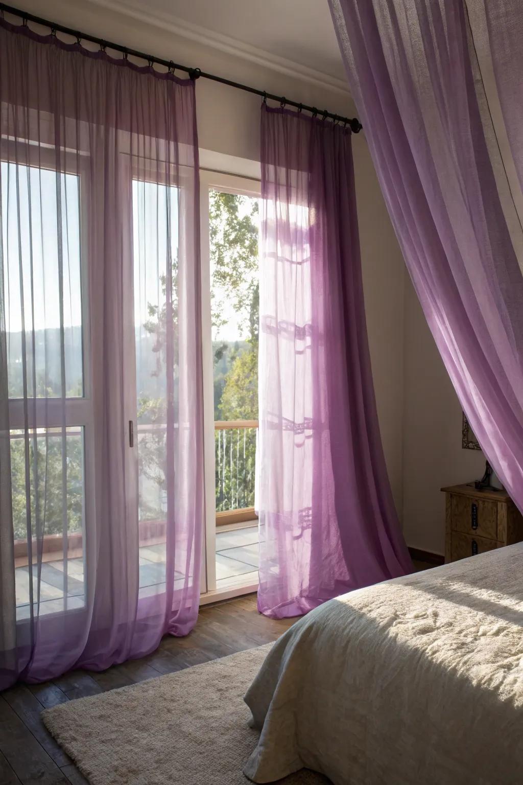 Establish a serene atmosphere with amethyst window coverings.