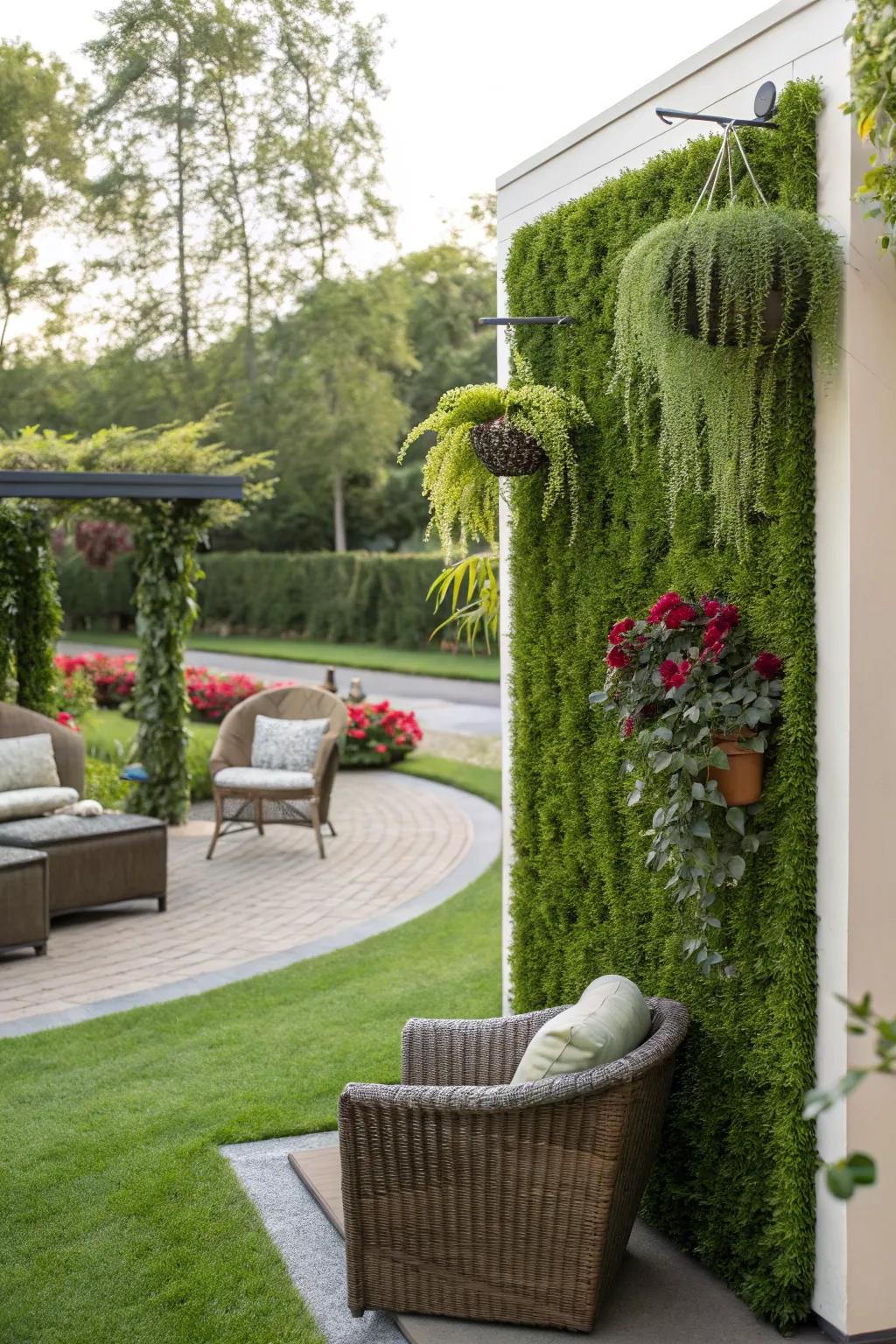 A captivating accent wall formed from synthetic grass.