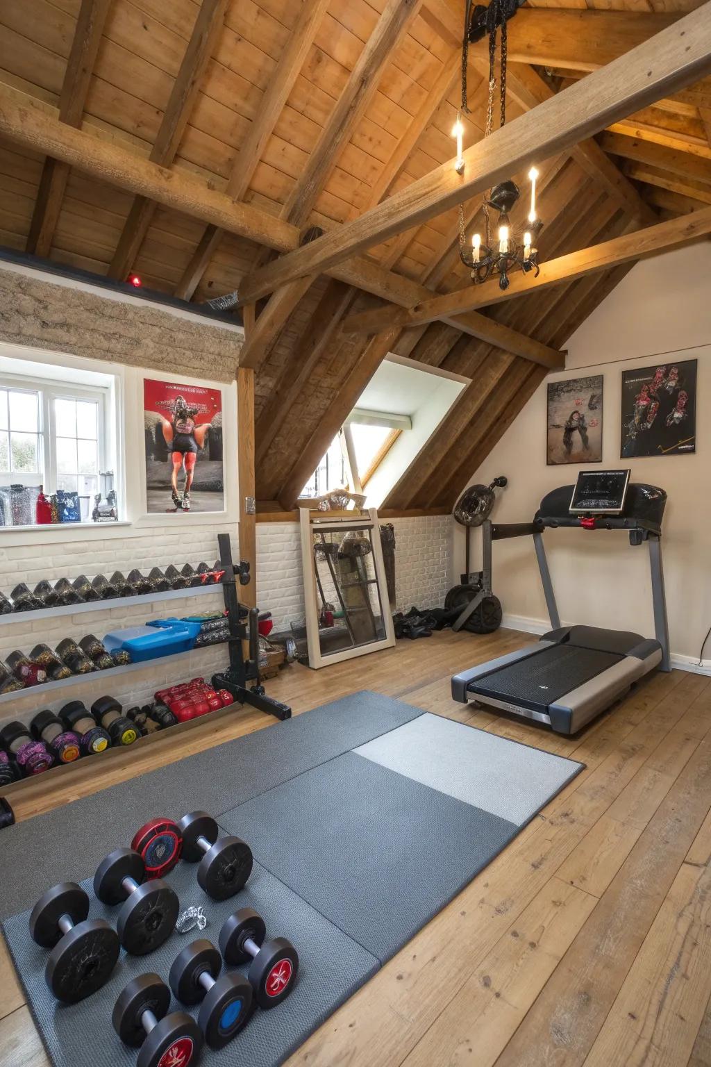 A small yet potent gym space designed for at-home workouts.