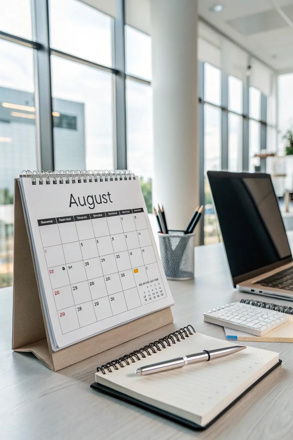 Personalize your calendar using customizable note spaces for personal notes.