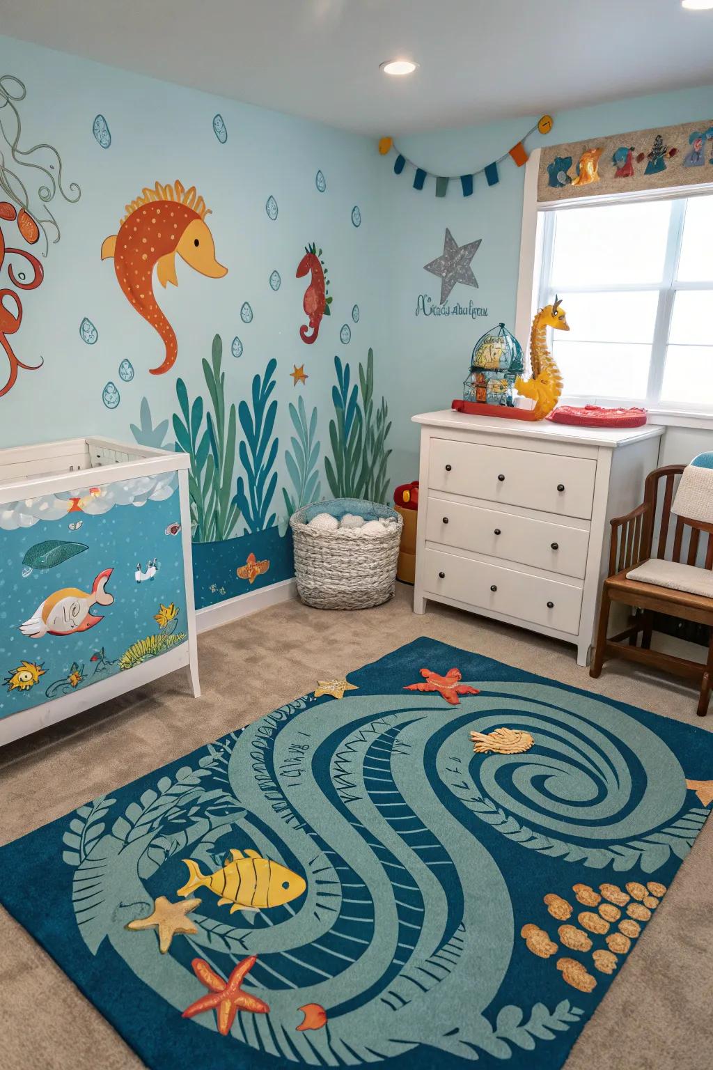 Investigate the ocean's depths within an aquatic deep-themed nursery.