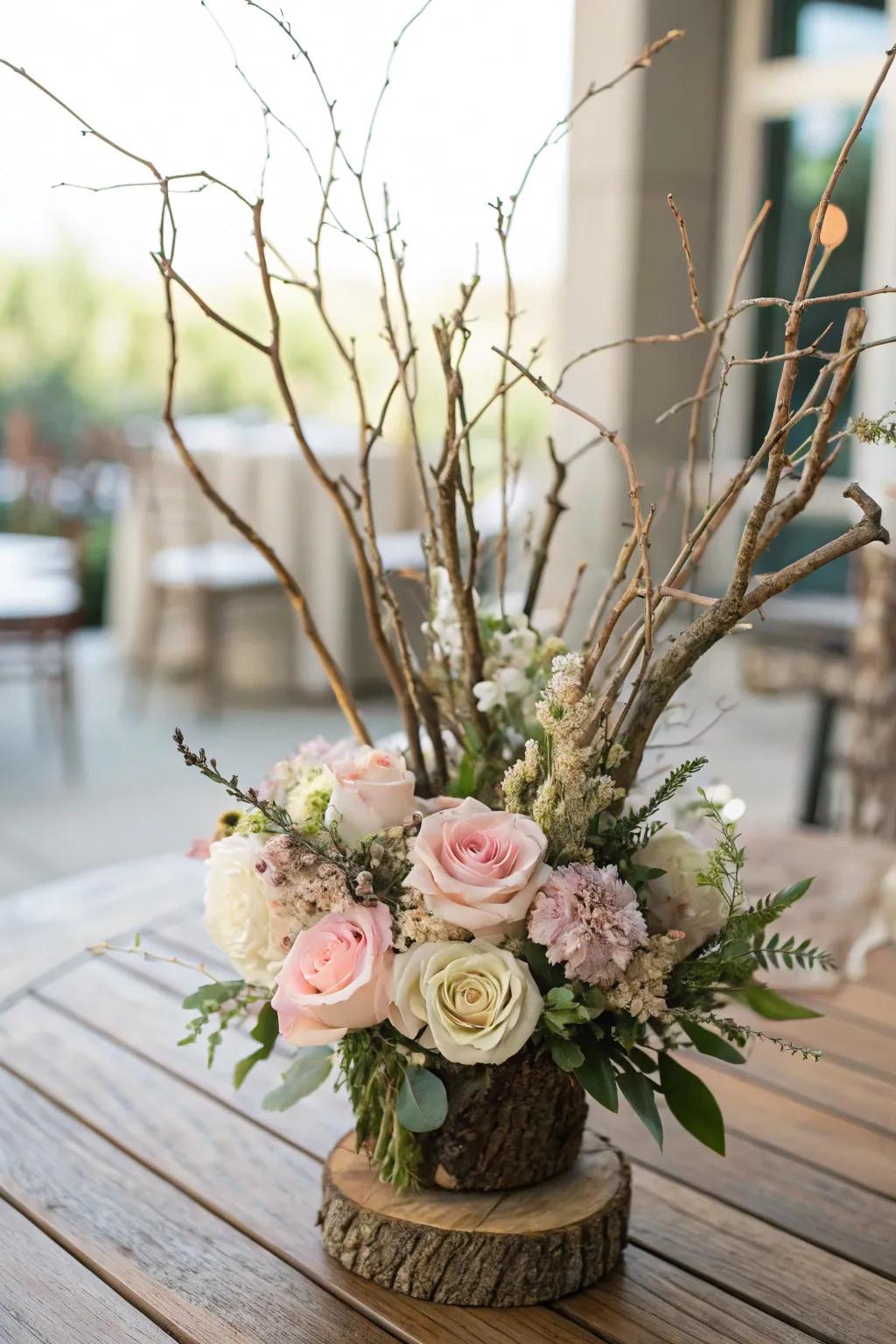 A nature-focused centerpiece featuring a nest-inspired design