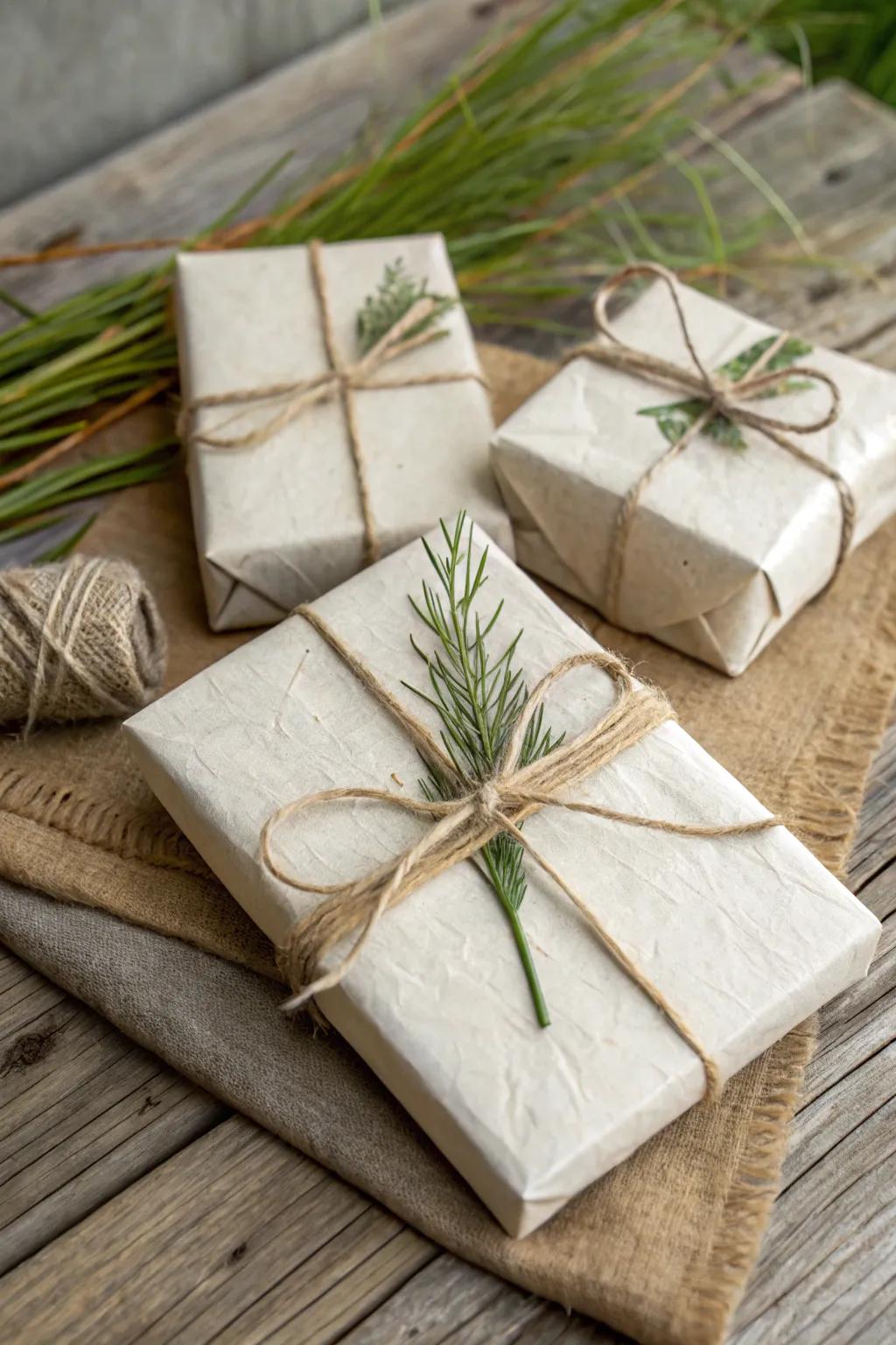 Sustainable wraps impart a rustic and sustainable appeal.