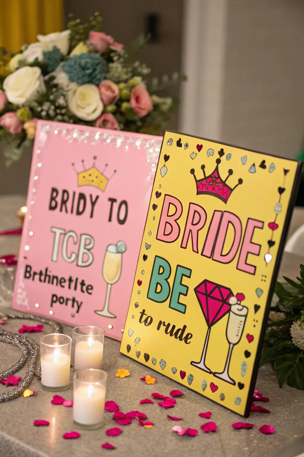 Decorative boards featuring personalized sayings.