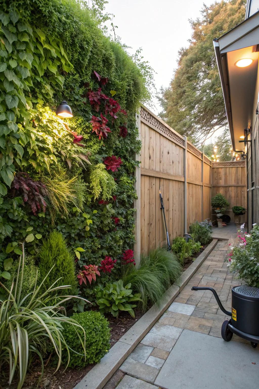 Vertical gardens make the most of available space while incorporating greenery