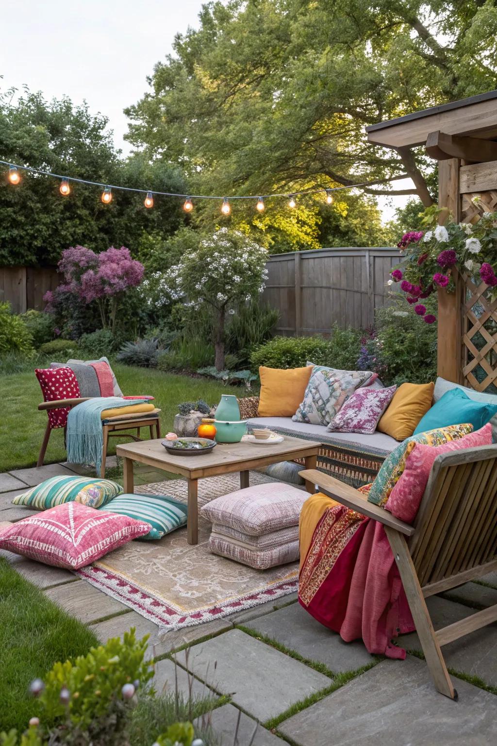 Pillows and throws add comfort and color.