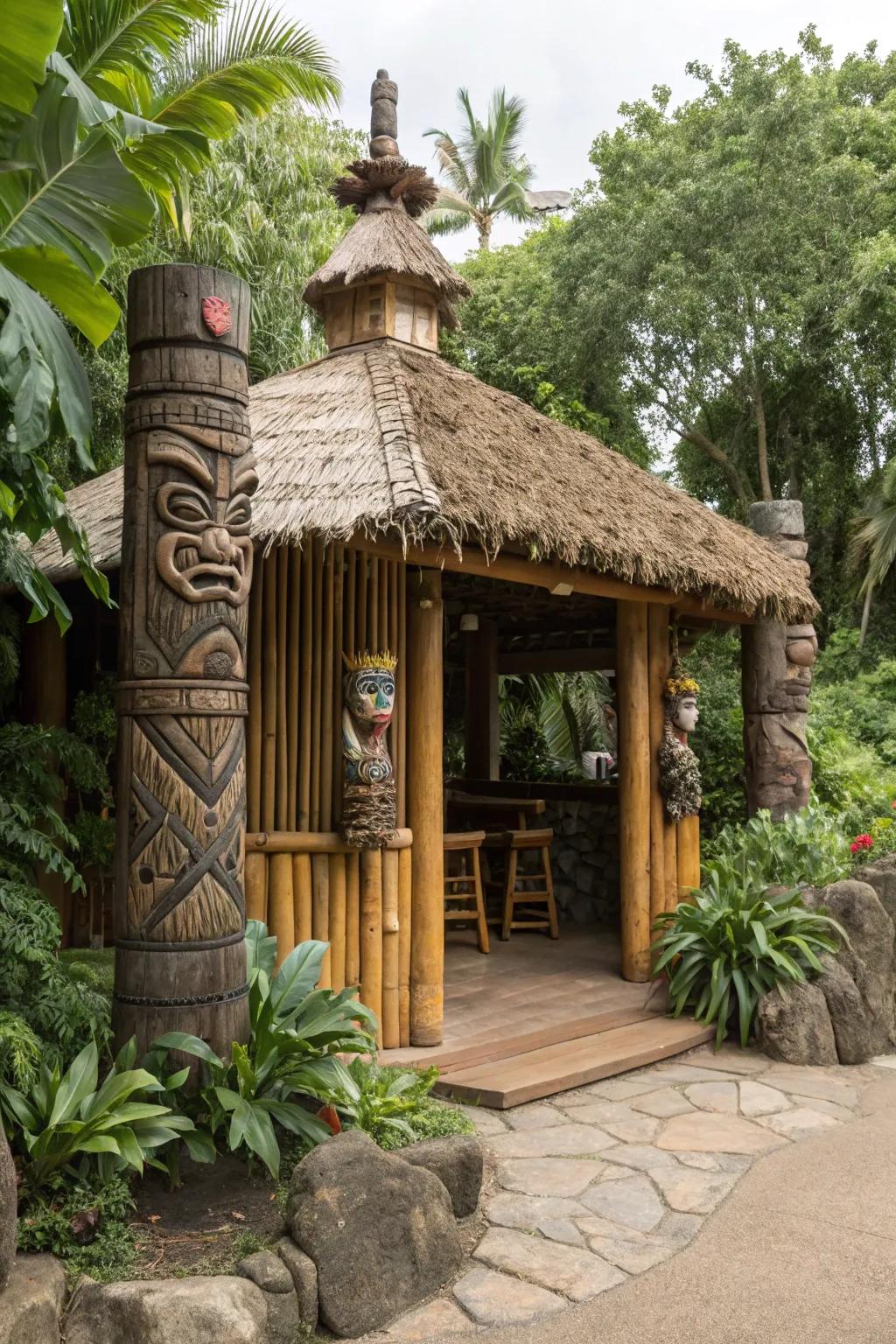 Decorative elements add personality and charm to your tiki hut.