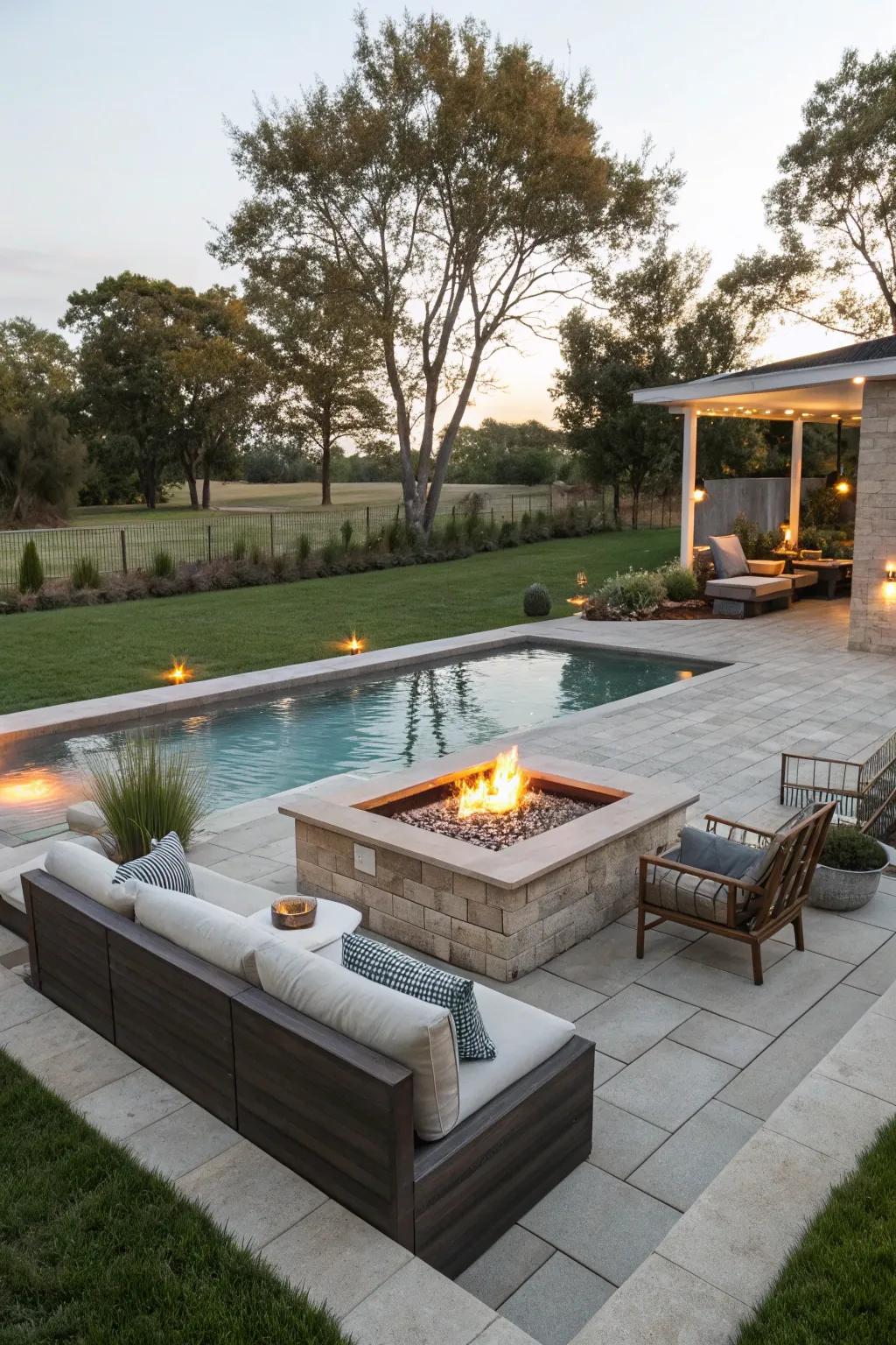 Flame elements impart warmth and atmosphere to your pool area.