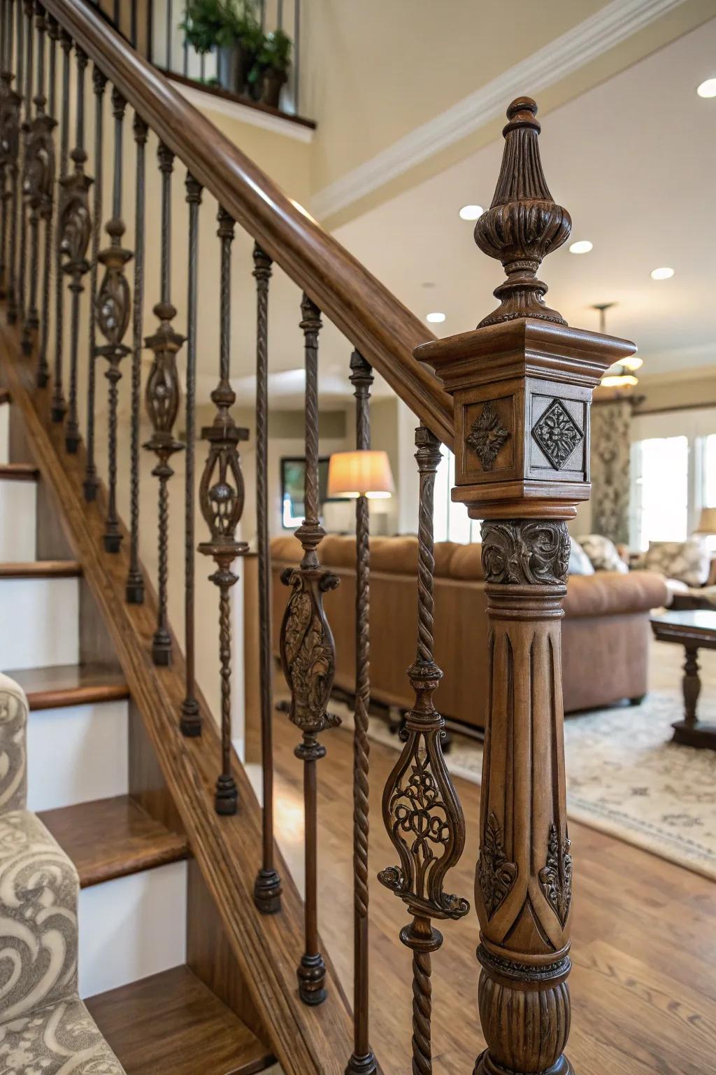 Ornamental spindles add aesthetic appeal.