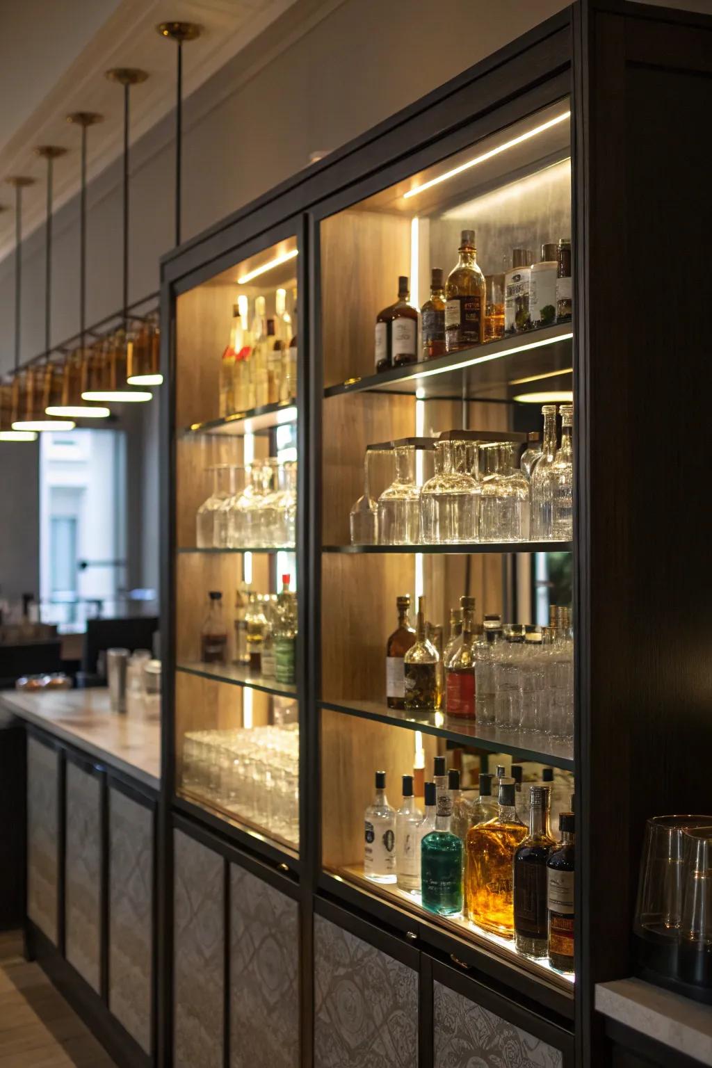 Elegant ambiance through integrated lighting.
