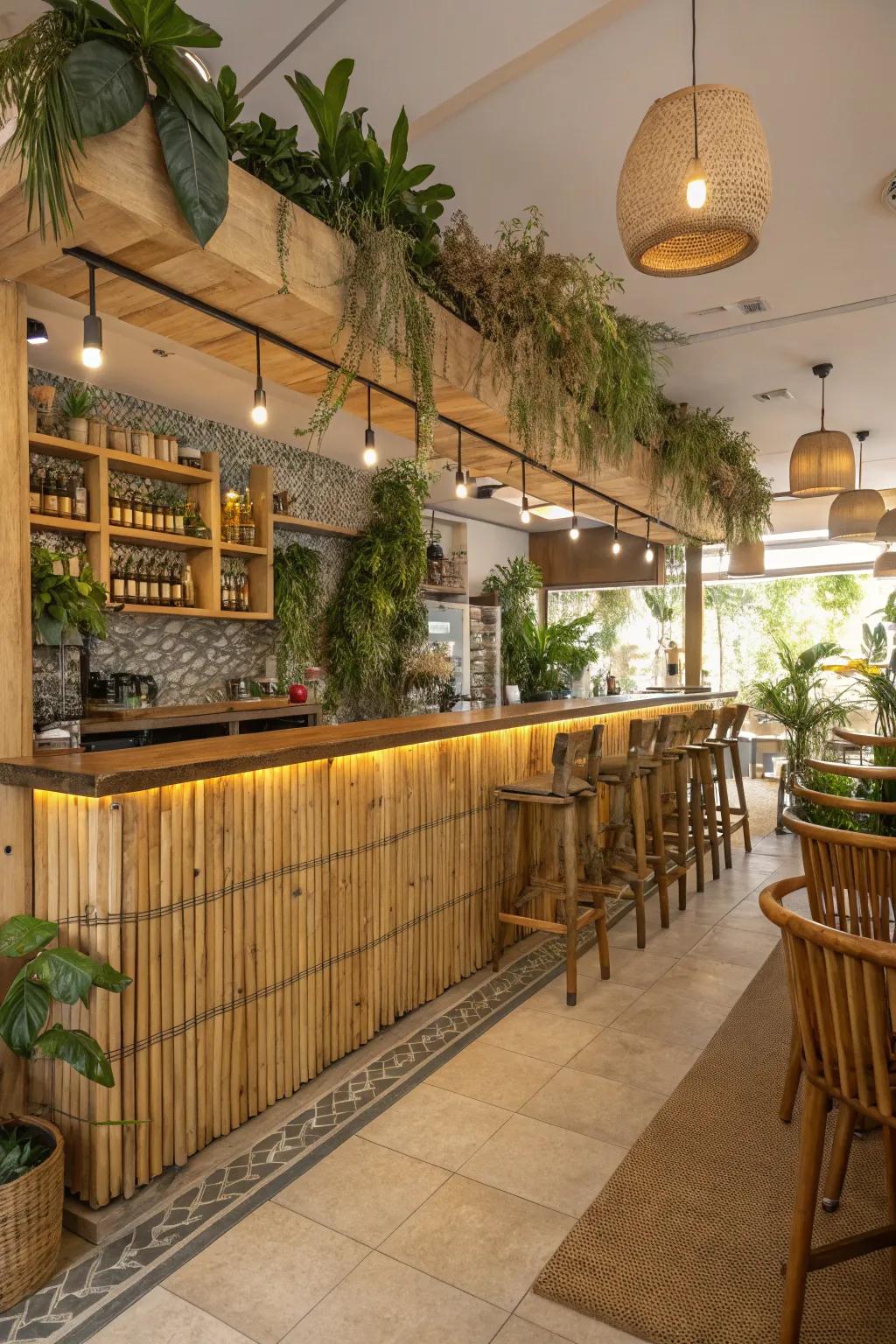 A natural touch with eco-friendly bamboo foot rails.