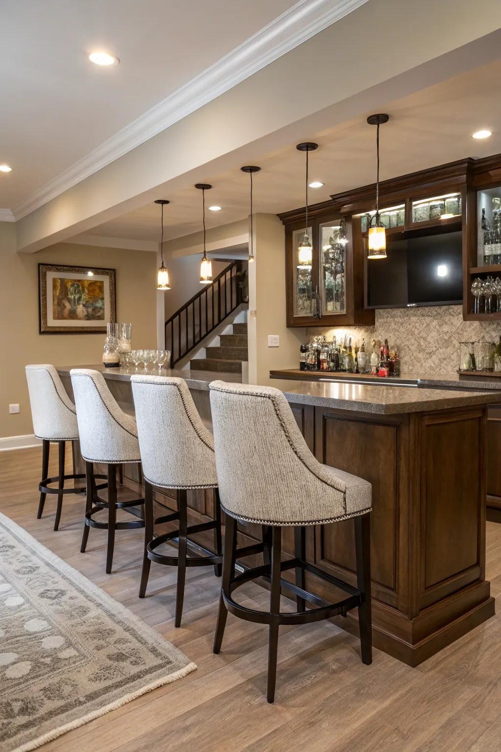 Stylish seating configurations for a cohesive appearance.