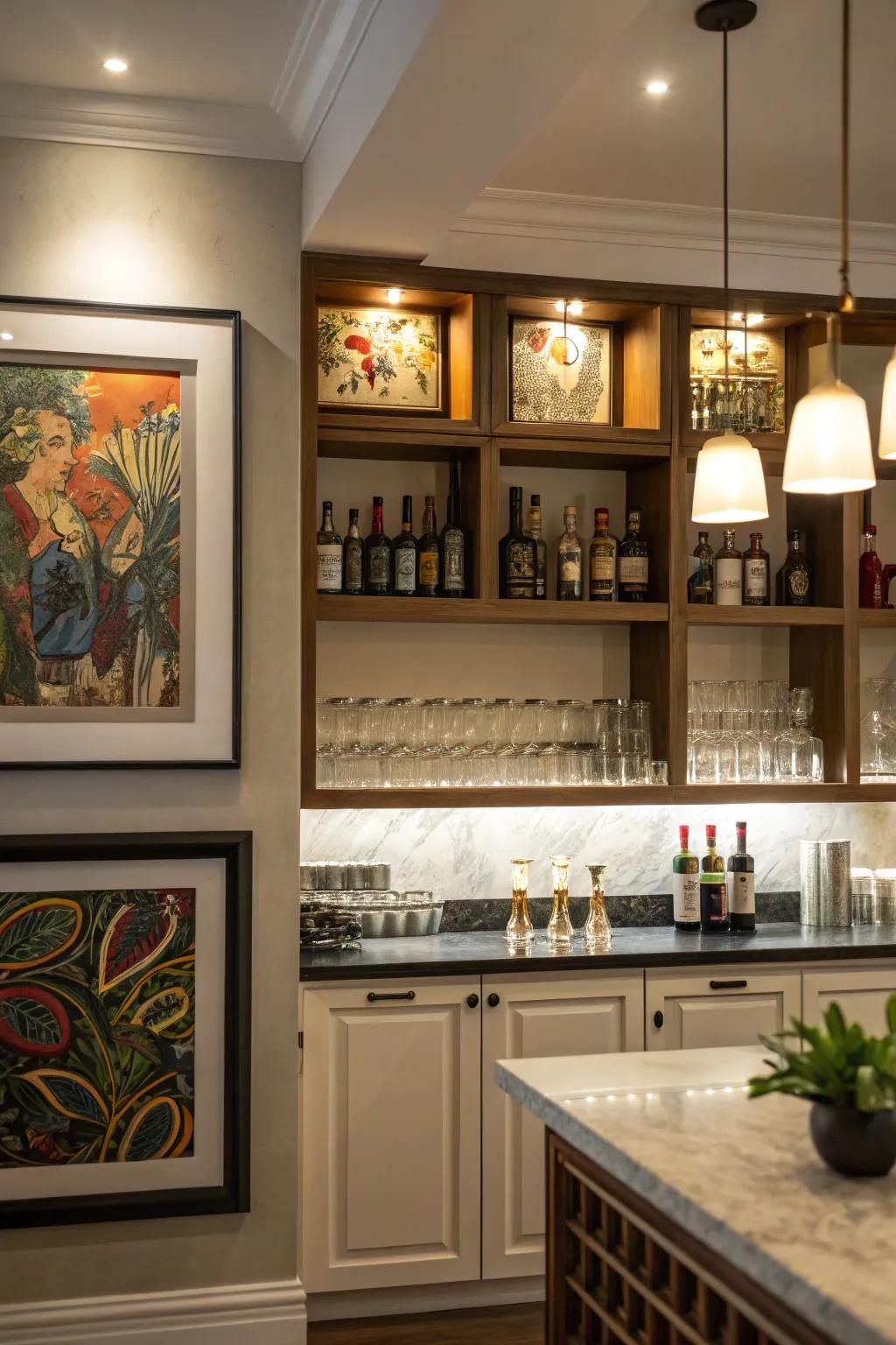 Spotlights emphasize key elements within the bar.