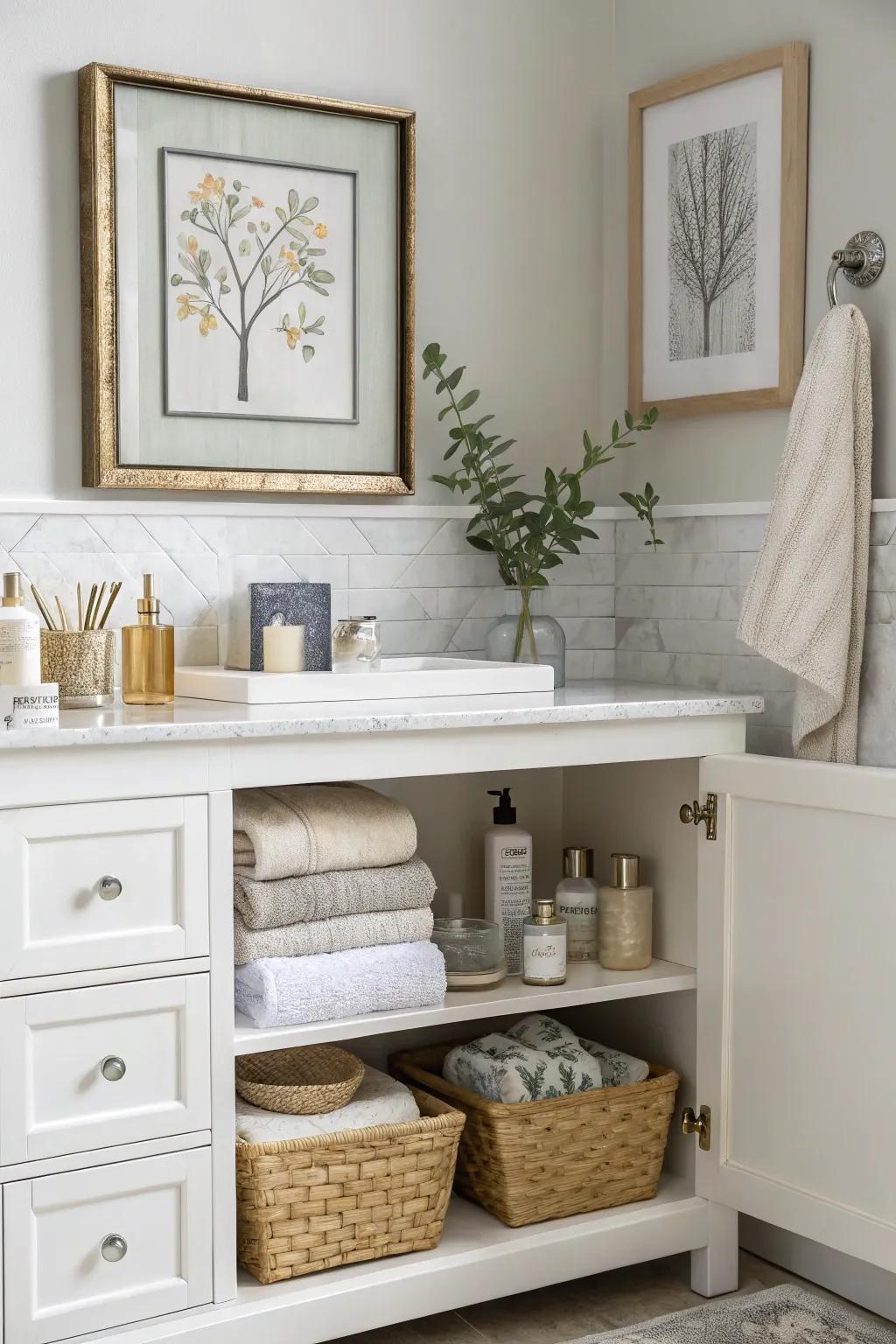 Artwork introduces a personal element to your bathroom.