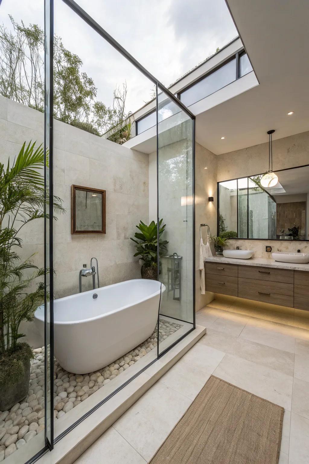 Establish a seamless effect with glass panels.