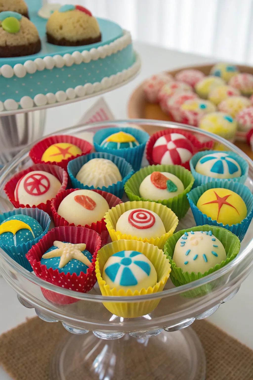 Seaside-themed sweets provide a sweet reminder of your coastal celebration.