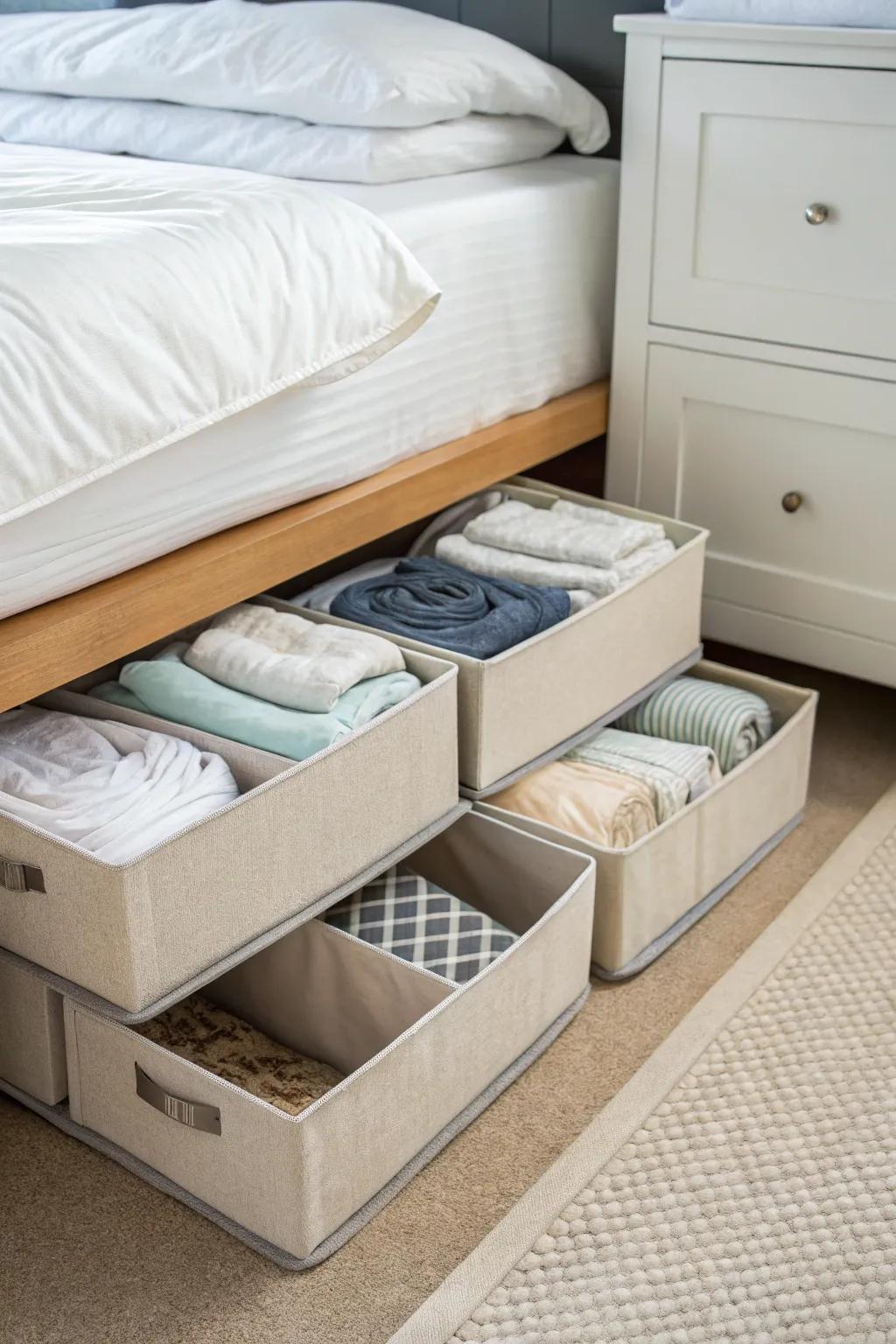 Maximize hidden space with underbed storage.