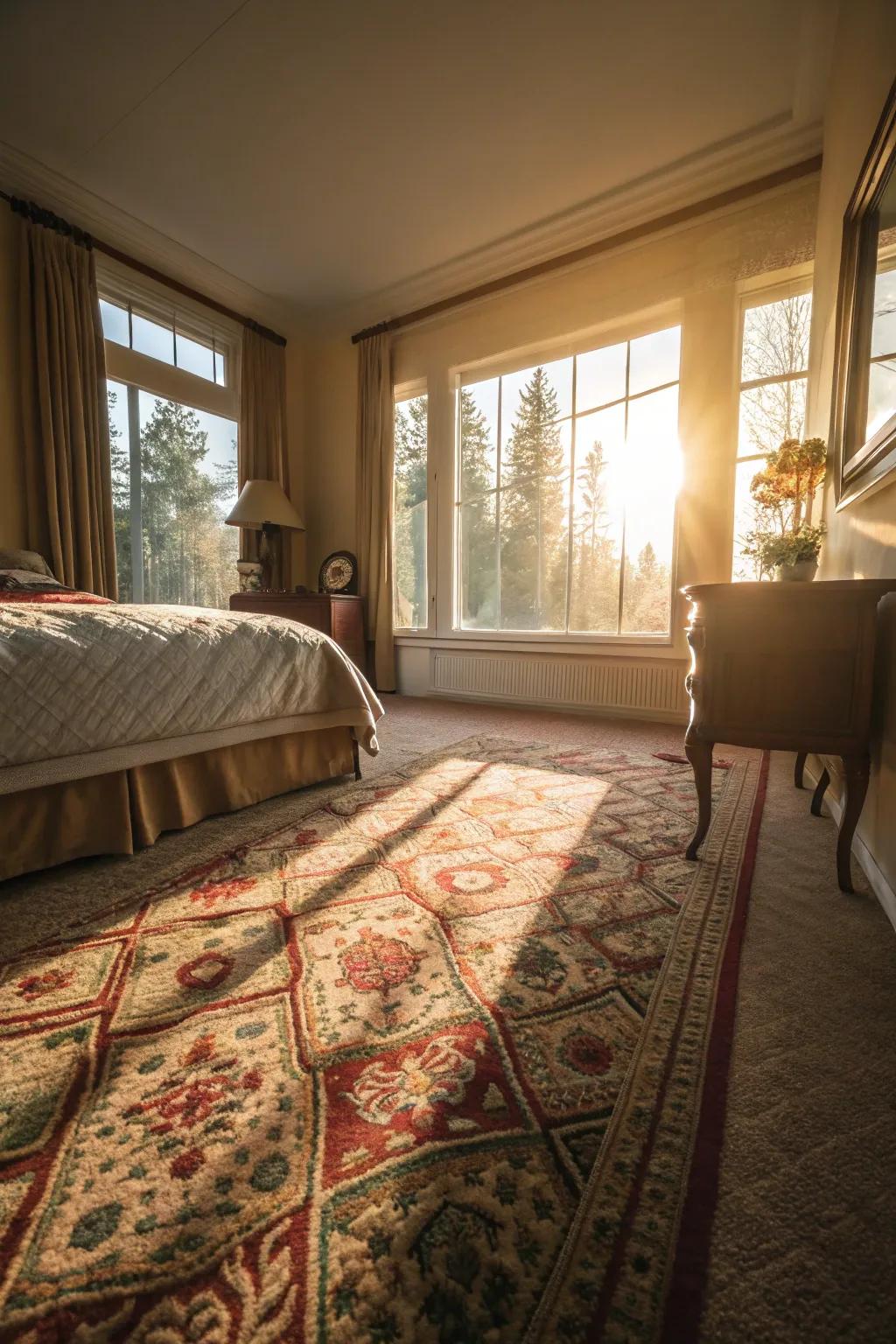 Sunlight highlights the beauty of your carpet.