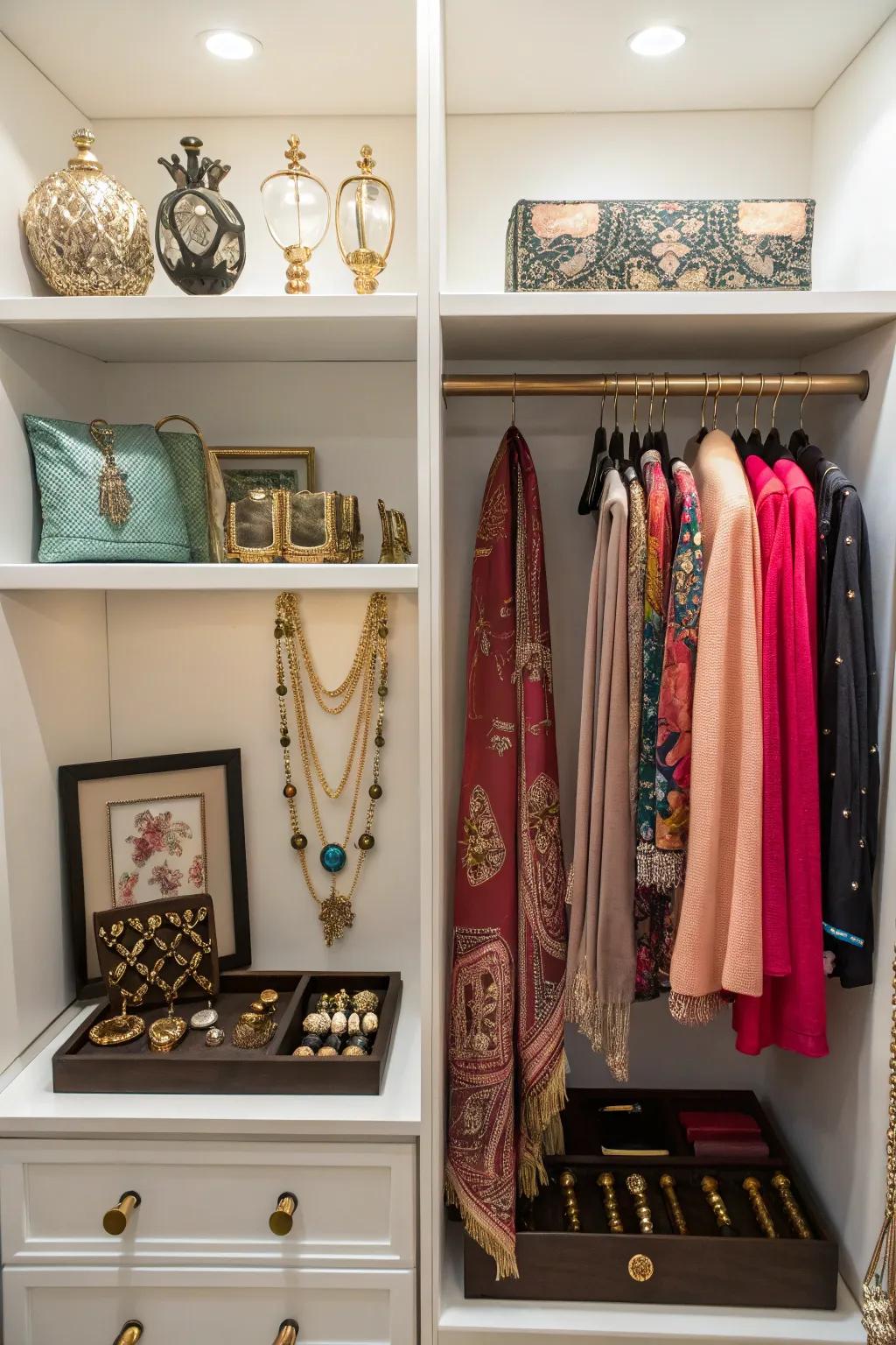 A boutique display enhances your closet's style and functionality.