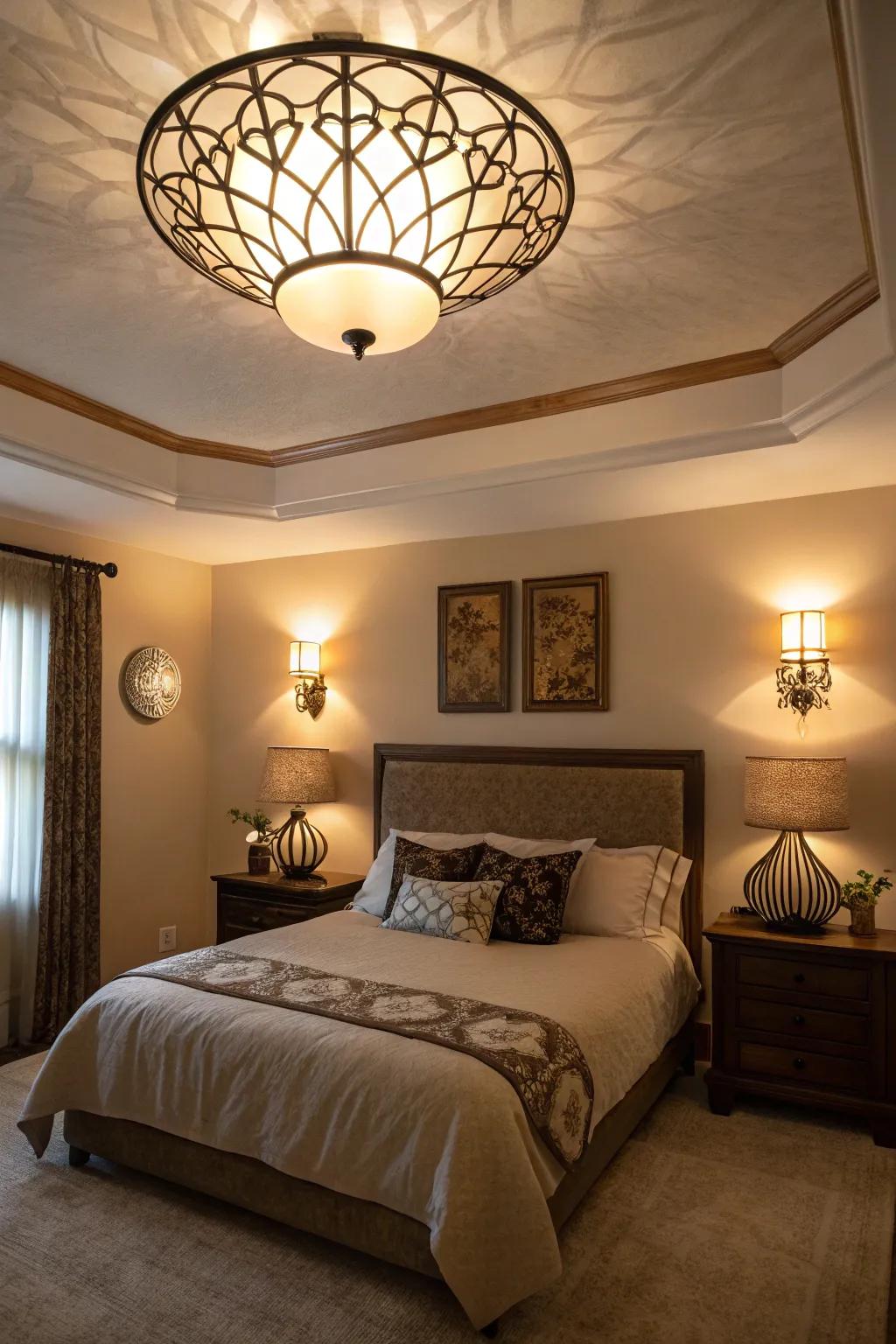 Layered illumination establishes a cozy, welcoming atmosphere.