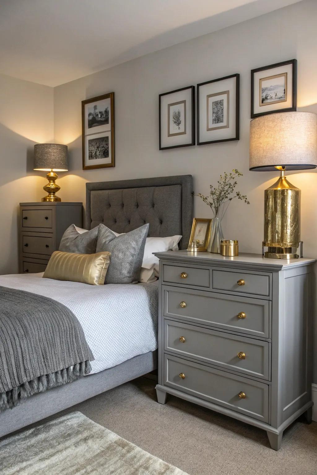 Metallic details adding a dash of charm.