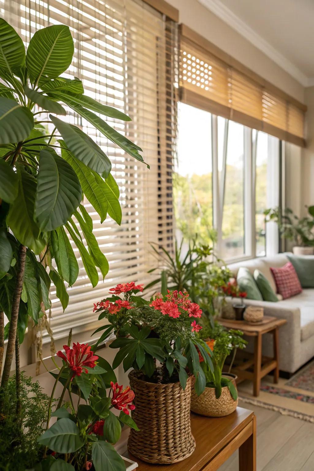 Coverings that harmonize beautifully with indoor plants.