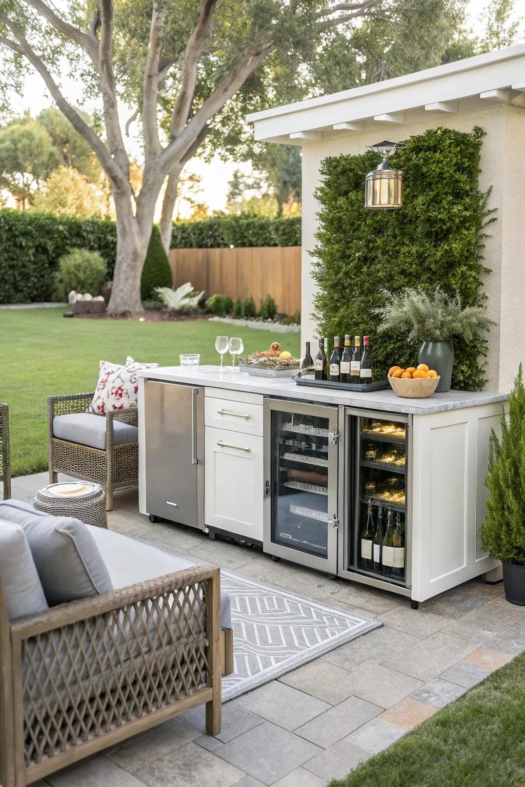 Keep your guests refreshed with a handy beverage station.