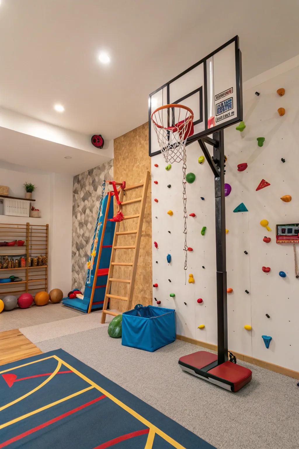 Encourage physical activity using an engaging sports corner.