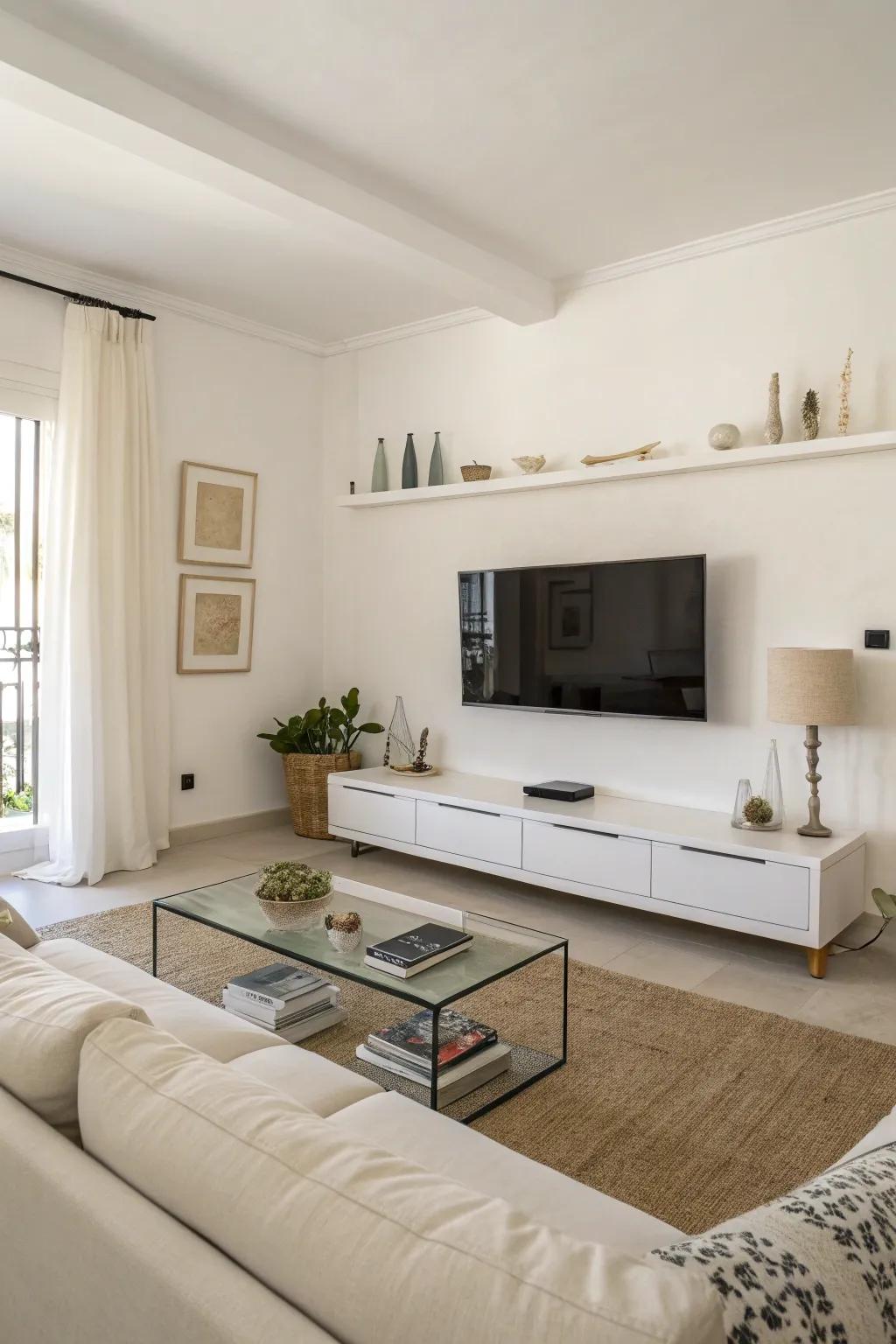 The space is kept tidy and elegant by minimalist design.