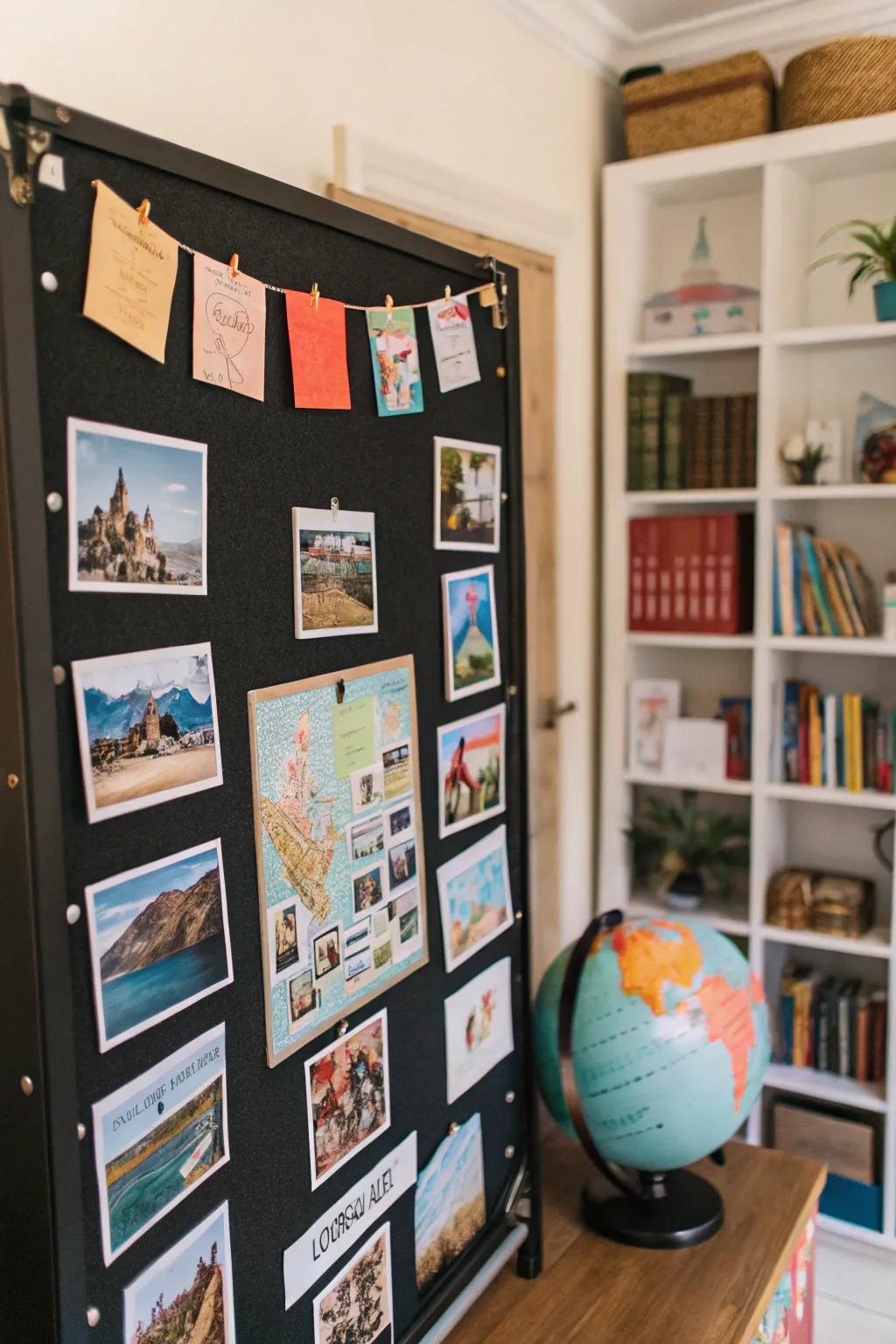 Relive your adventures with a travel-inspired display board.