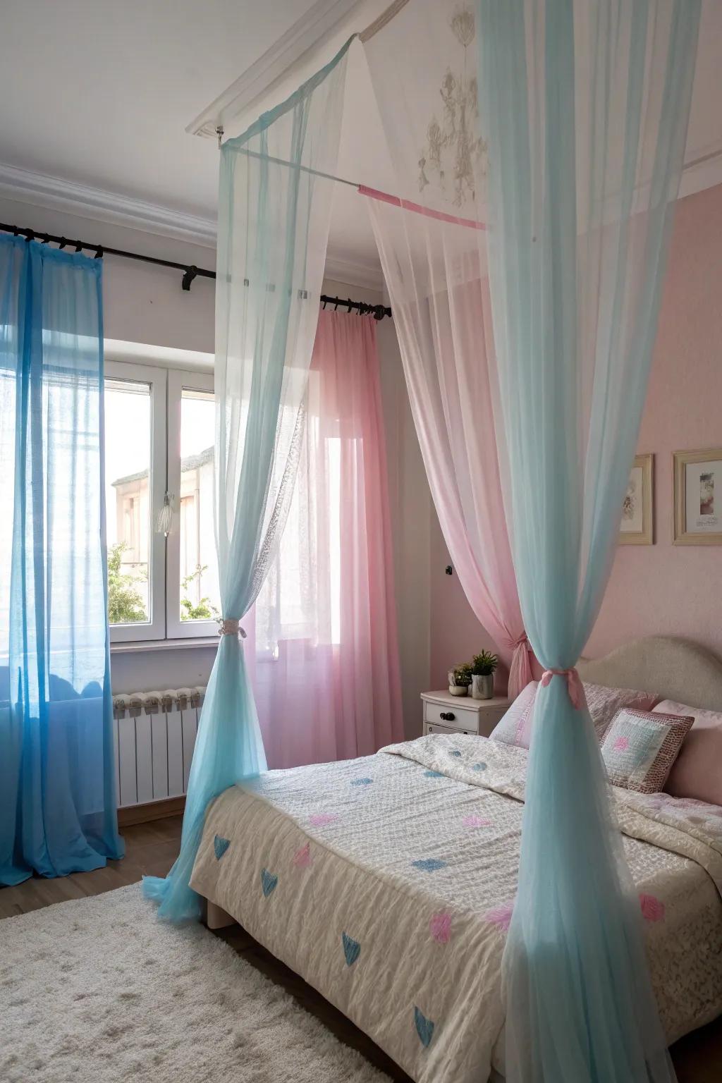 Light curtains add softness and allow light to enhance the room.