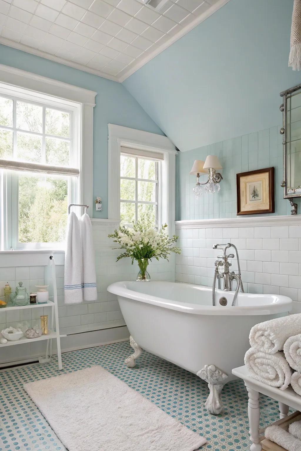 Pastel blue radiates a calm and serene ambiance.
