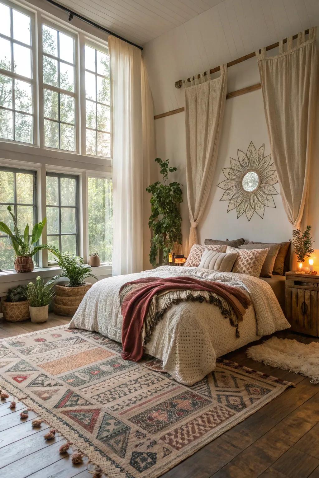 Natural radiance illuminates the beauty of bohemian decor.