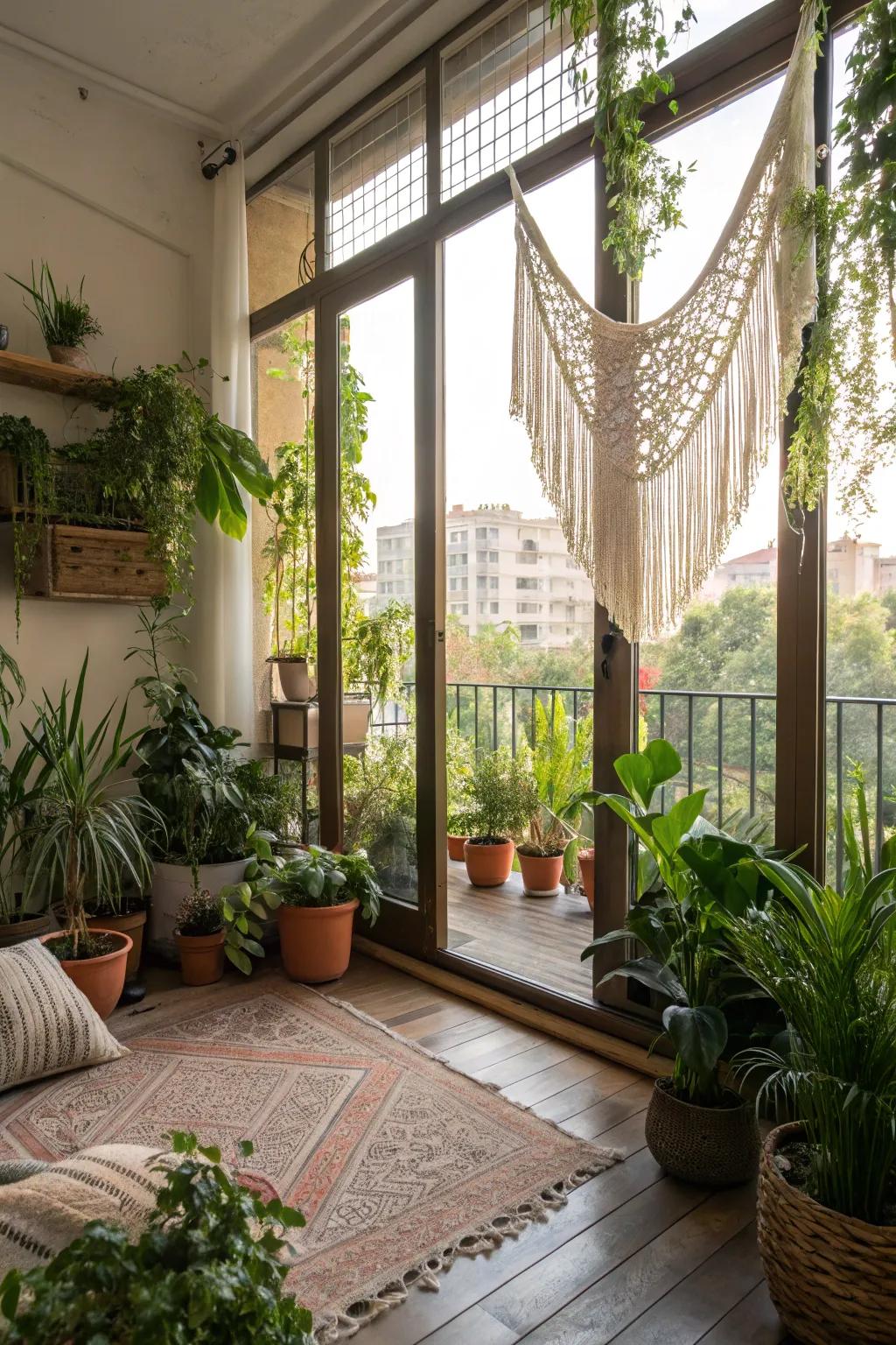 Seamless indoor-outdoor transition connects the plant area with nature.