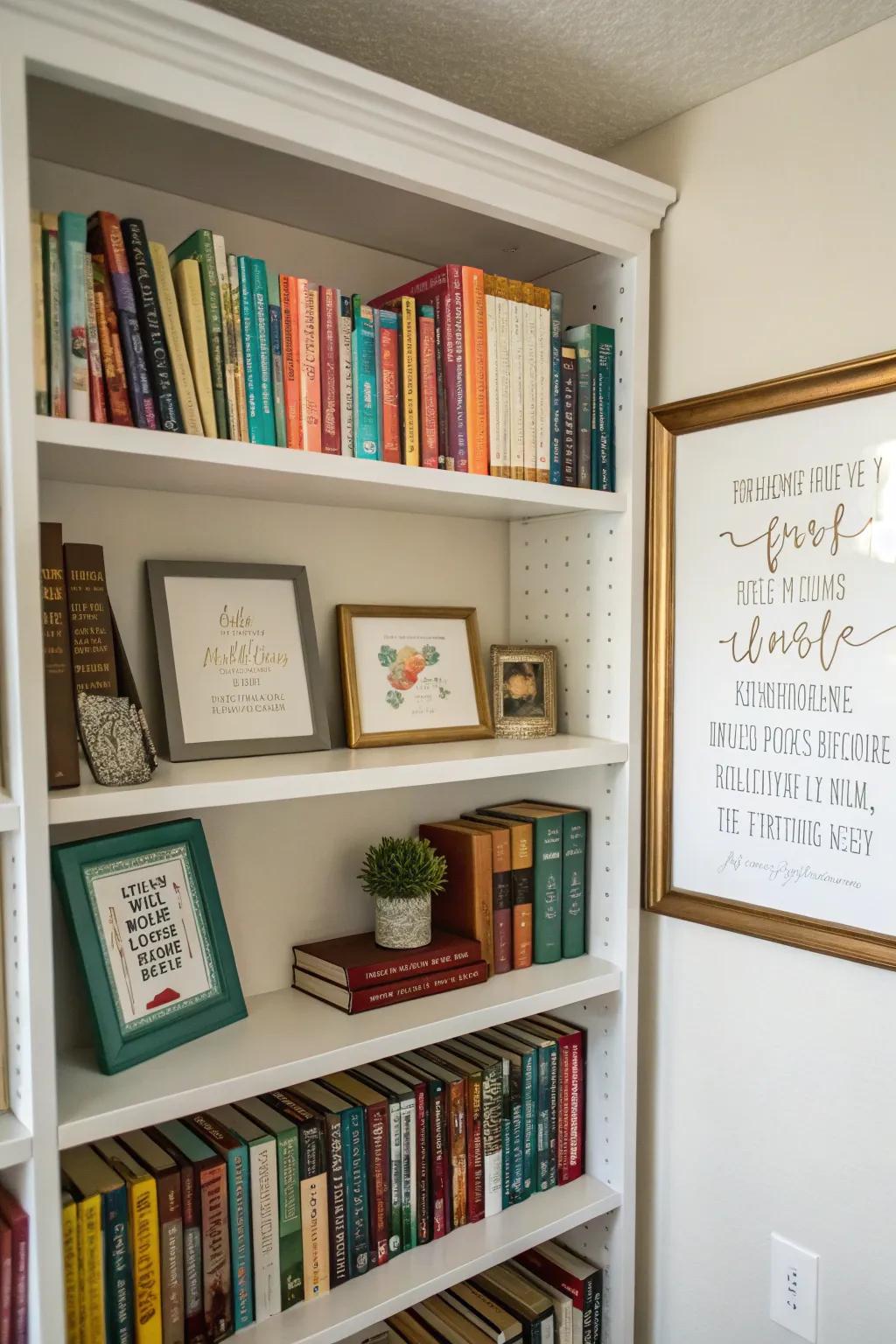 Books paired with quotes for a personal touch.