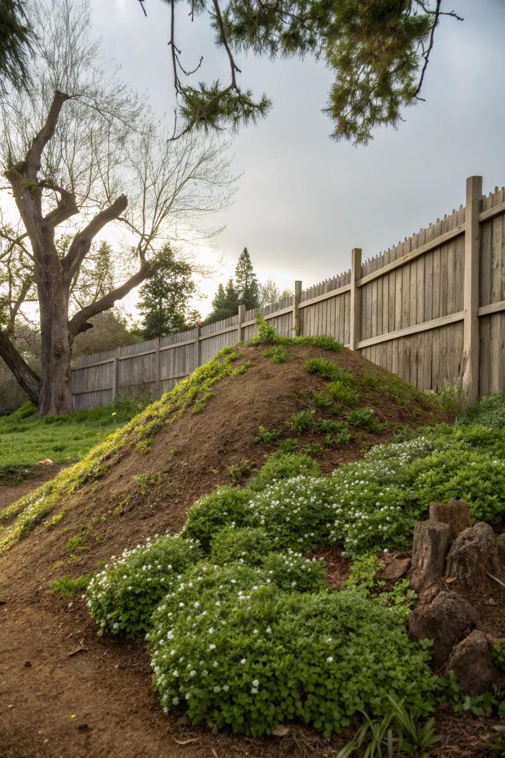 Soil mounds offer a seamless transition.