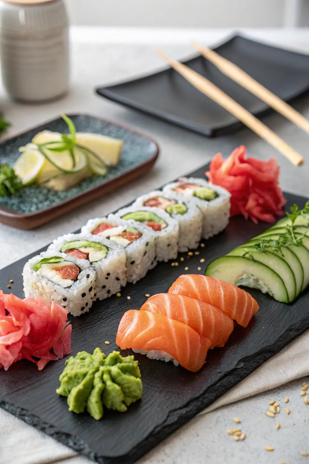 A unique sushi-inspired platter bringing an elegant brunch touch.