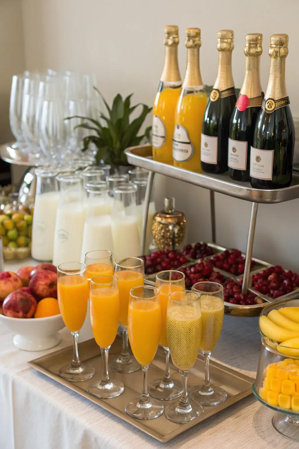 A sparkling drinks station that adds an elegant touch to your brunch.