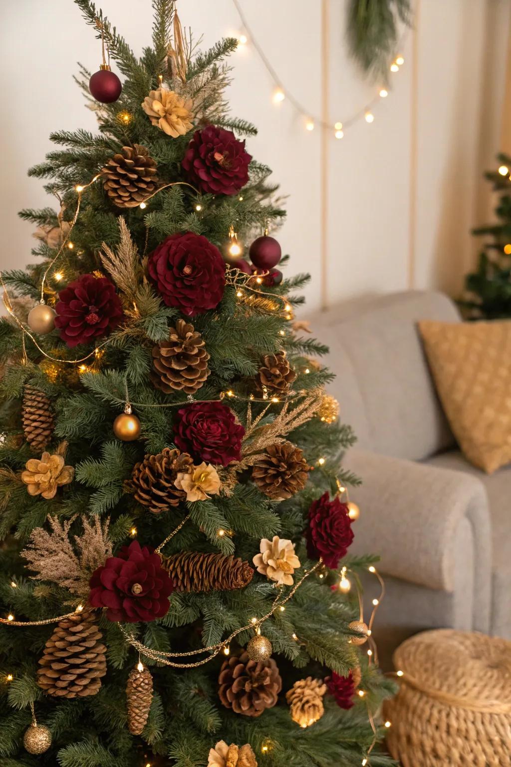 Inherent components impart a rustic allure to the tree.