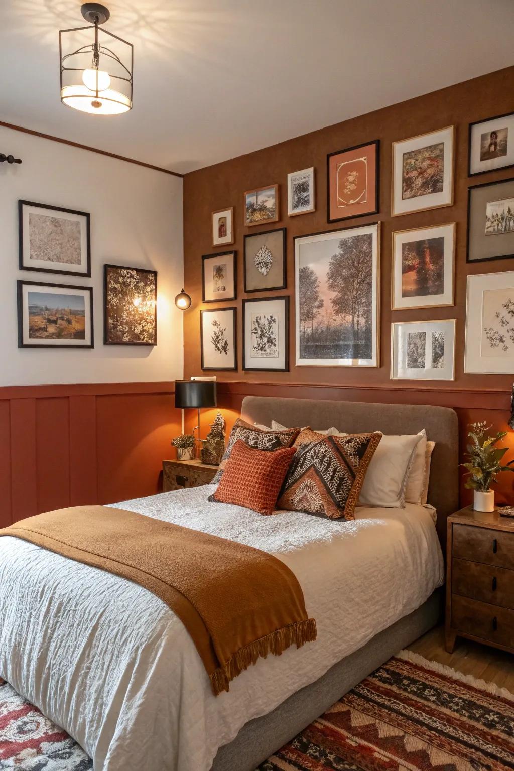 Varied wall decor enriches personality and unifies the room.