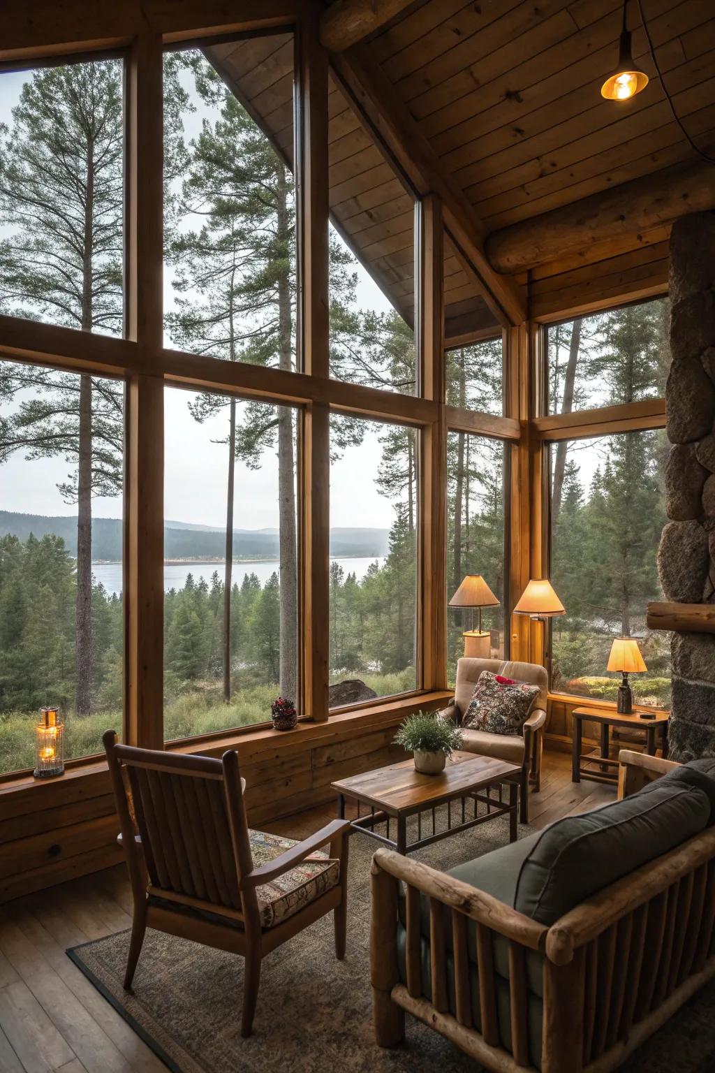 Furniture positioning boosts the connection through the bordering scenery.